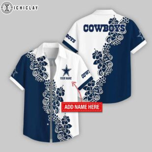 Custom Name Dallas Cowboys Hibicus NFL Hawaiian Shirts For Fans