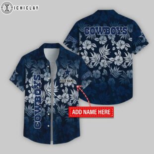 Custom Name Dallas Cowboys Night Flowers Pattern Hawaiian Shirts For Fans