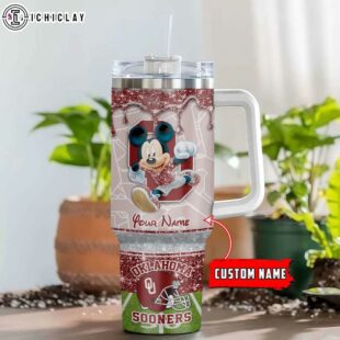Custom Name Oklahoma Sooners NCAA Tumbler 40Oz Handle