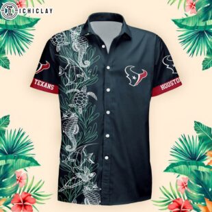 Houston Texans Turtle Seaweed Pattern Hawaiian Shirt