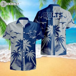 Indianapolis Colts Palm Tree Reflection Pattern Hawaiian Shirt