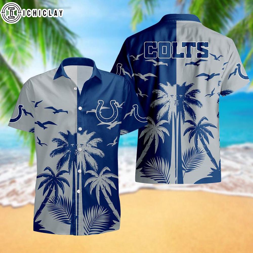 Indianapolis Colts Palm Tree Reflection Pattern Hawaiian Shirt Indianapolis Colts Palm Tree Reflection Pattern Hawaiian Shirt