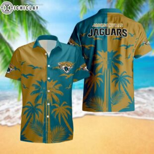 Jacksonville Jaguars Palm Tree Reflection Pattern Hawaiian Shirt