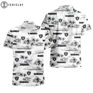 Las Vegas Raiders Coconut Tree Pattern Hawaiian Shirt