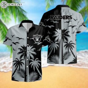 Las Vegas Raiders Palm Tree Reflection Pattern Hawaiian Shirt
