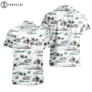Miami Dolphins Coconut Tree Pattern Hawaiian Shirt