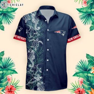 New England Patriots Turtle Seaweed Pattern Hawaiian Shirt