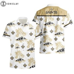 New Orleans Saints Palm Tree Pattern Hawaiian Shirt