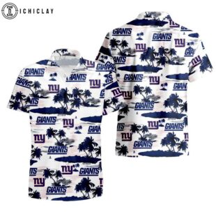 New York Giants Coconut Tree Pattern Hawaiian Shirt