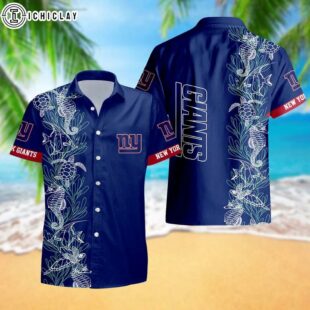 New York Giants Turtle Seaweed Pattern Hawaiian Shirt