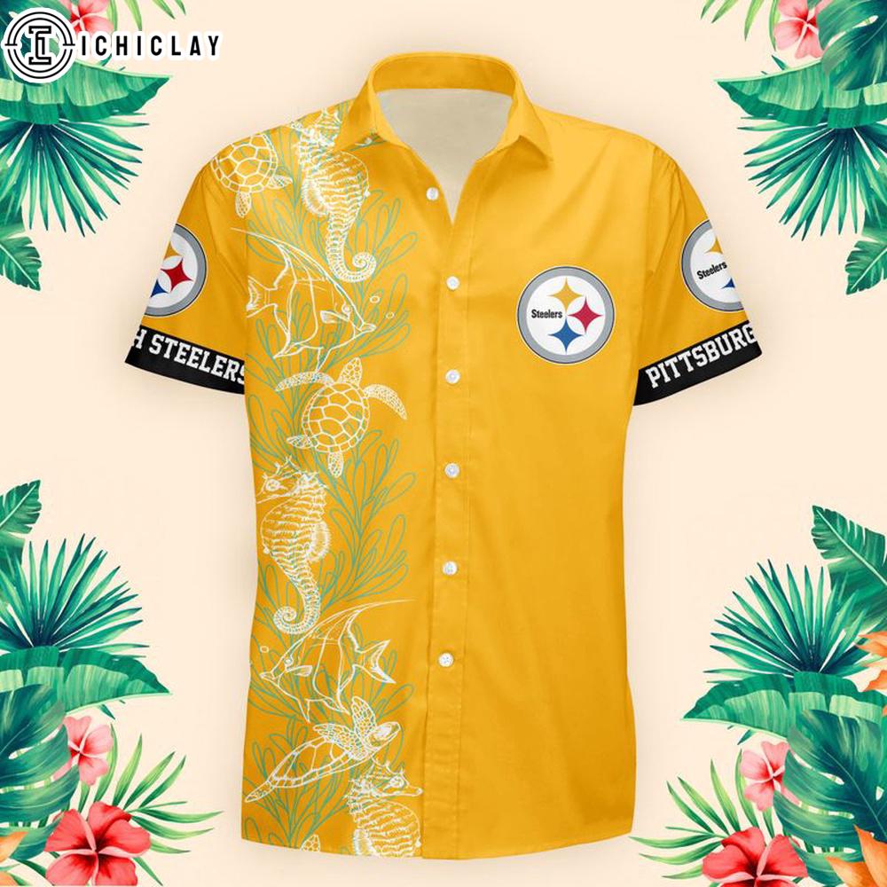 Pittsburgh Steelers Turtle Seaweed Pattern Hawaiian Shirt Pittsburgh Steelers Turtle Seaweed Pattern Hawaiian Shirt