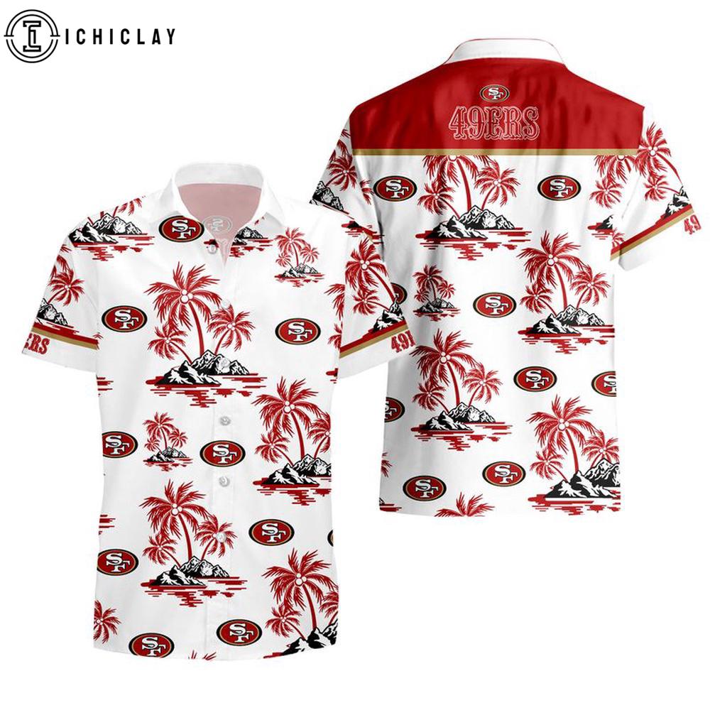 San Francisco 49ers Palm Tree Pattern Hawaiian Shirt San Francisco 49ers Palm Tree Pattern Hawaiian Shirt