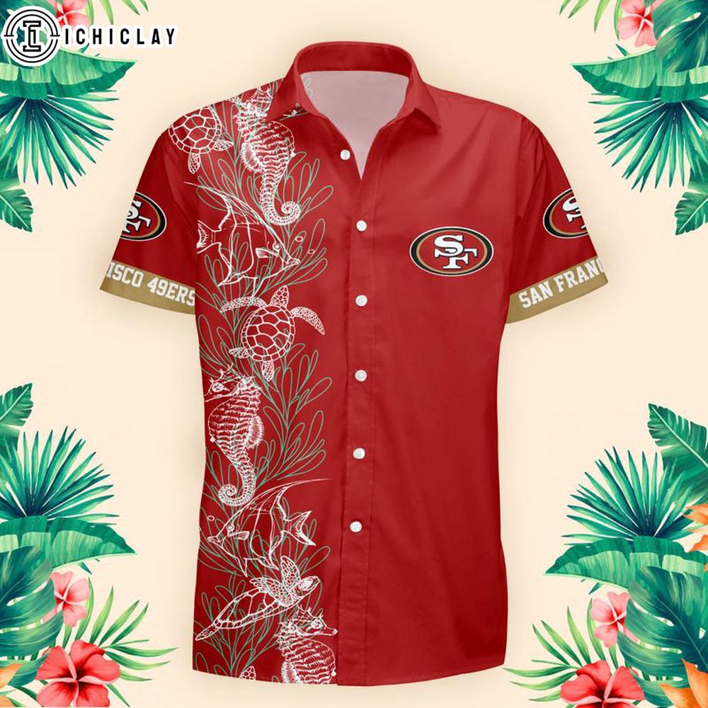 San Francisco 49ers Turtle Seaweed Pattern Hawaiian Shirt San Francisco 49ers Turtle Seaweed Pattern Hawaiian Shirt