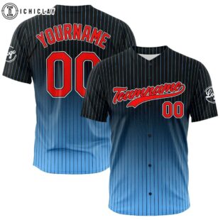 Custom Name And Number Black-Light Blue Baseball Jersey Shirts