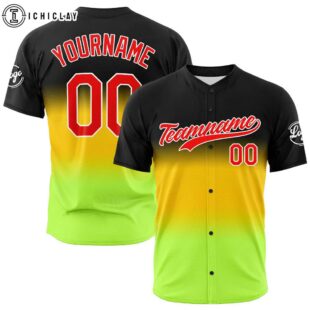 Custom Name And Number Black-Yellow-Neon Green Baseball Jersey Shirts