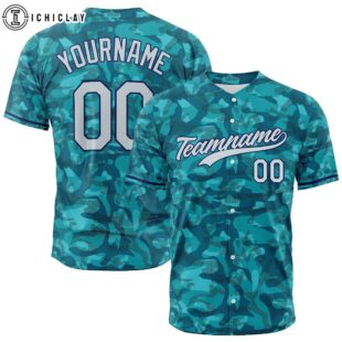 Custom Name And Number Green Camouflage Pattern Baseball Jersey Shirts