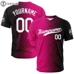 Custom Name And Number Hot Pink-Black Baseball Jersey Shirts