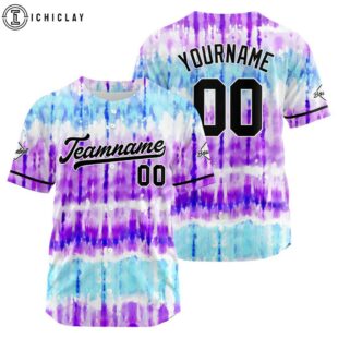 Custom Name And Number Light Blue-Purple Baseball Jersey Shirts