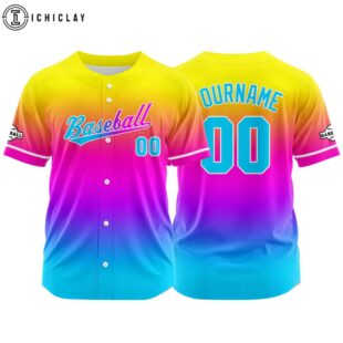 Custom Name And Number Light Blue-Purple-Yellow Baseball Jersey Shirts