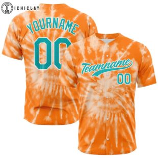 Custom Name And Number Orange Tie-Dyed Baseball Jersey Shirts