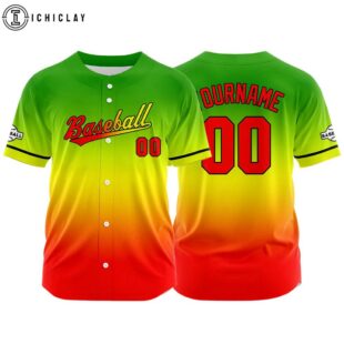 Custom Name And Number Orange-Yellow-Green Baseball Jersey Shirts