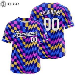 Custom Name And Number Purple-Blue-Yellow Baseball Jersey Shirts