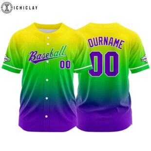 Custom Name And Number Purple-Green-Yellow Baseball Jersey Shirts