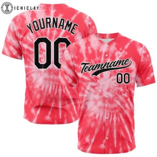 Custom Name And Number Red Tie-Dyed Baseball Jersey Shirts