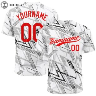 Custom Name And Number White-Black-Red Baseball Jersey Shirts