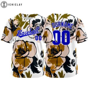 Custom Name And Number White-Brown-Black-Blue Baseball Jersey Shirts
