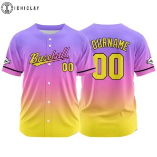 Custom Name And Number Yellow-Pink-Purple Baseball Jersey Shirts