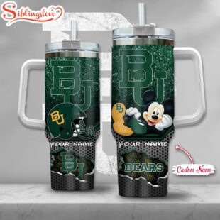 Custom Name Baylor Bears NCAA Mickey Mouse Tumbler 40Oz Handle