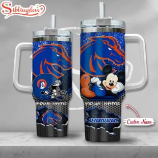 Custom Name Boise State Broncos NCAA Mickey Mouse Tumbler 40Oz Handle