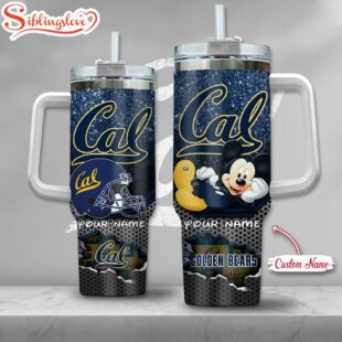 Custom Name California Golden Bears NCAA Mickey Mouse Tumbler 40Oz Handle