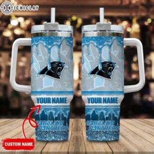 Custom Name Carolina Panthers NFL Tumbler 40Oz Handle For Fans