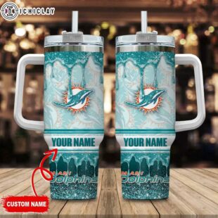 Custom Name Miami Dolphins NFL Tumbler 40Oz Handle For Fans