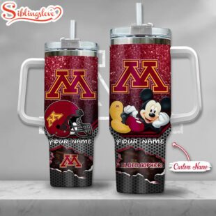 Custom Name Minnesota Golden Gophers NCAA Mickey Mouse Tumbler 40Oz Handle