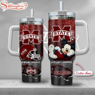 Custom Name Mississippi State Bulldogs NCAA Mickey Mouse Tumbler 40Oz Handle