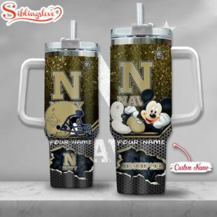 Custom Name Navy Midshipmen NCAA Mickey Mouse Tumbler 40Oz Handle