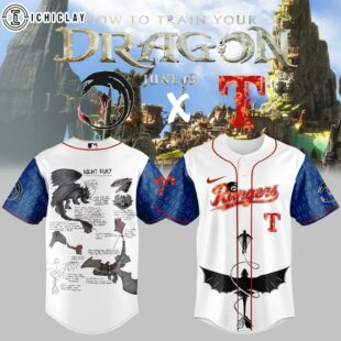 Texas Rangers MLB x How to Train Your Dragon Baseball Jersey For Fans