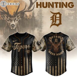 Detroit Tigers MLB x Deer Hunting Baseball Jersey Shirt