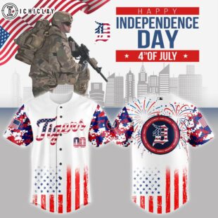 Detroit Tigers MLB x The 4th of July x Military Baseball Jersey Shirt
