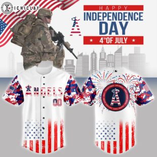 Los Angeles Angels MLB x The 4th of July x Military Baseball Jersey Shirt