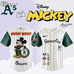 Oakland Athletics MLB x Mickey Mouse And Friends Baseball Jersey Shirt