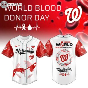 Washington Nationals MLB x World Blood Donor Day Baseball Jersey For Fans
