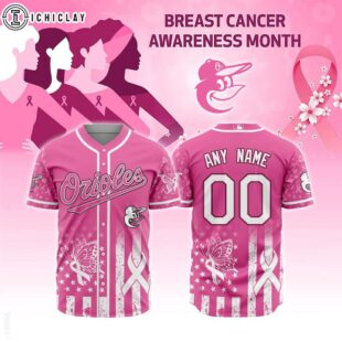 Custom Name And Number MLB Baltimore Orioles Breast Cancer Awareness Baseball Jersey