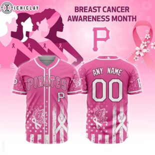 Custom Name And Number MLB Pittsburgh Pirates Breast Cancer Awareness Baseball Jersey
