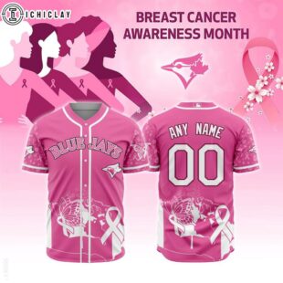 Custom Name And Number MLB Toronto Blue Jays Breast Cancer Awareness Baseball Jersey