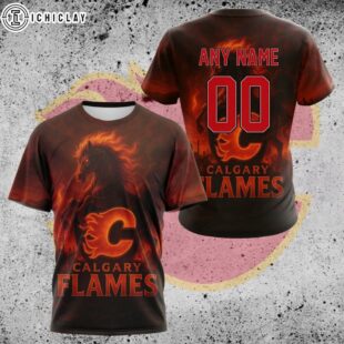 Custom Name Number NHL Calgary Flames Special All Over Print T-Shirt