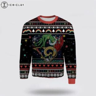 Grinch Light Up Los Angeles Rams Ugly Christmas Sweater